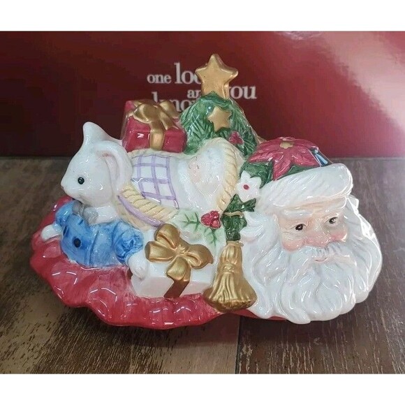 Fitz and Floyd ~ 2003 Retired Santa's Sleigh Christmas Cookie Jar In Box W/Box - Picture 7 of 10